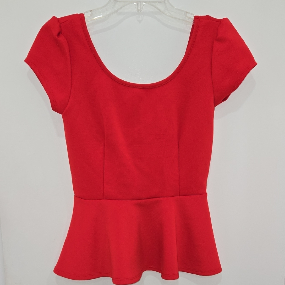 Elegant Scarlet Peplum Blouse